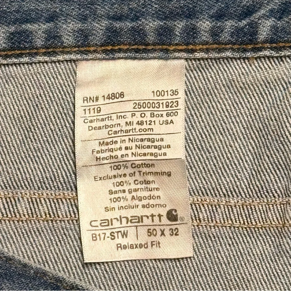 Carhartt Jeans Mens 50X32 Blue Denim Relaxed Fit Tapered Leg